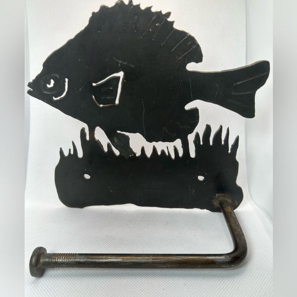 Metal fish toilet paper holder ironworks black handmade Made in USA - Picture 1 of 5